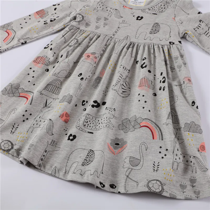 Cat Applique Girls Dresses Cotton Princess Long Sleeve Baby Dress Animals Children Costume Party Cute | Детская одежда и обувь