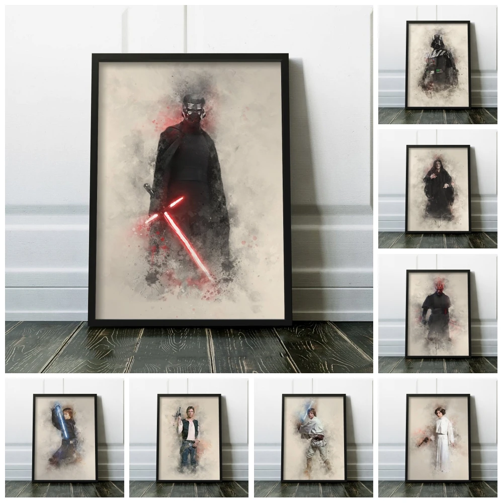 Disney &quotЗвездные войны&quot акварельные Картины на холсте фильм постер стену в стиле