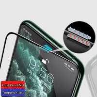 full cover alloy dust net glass for iphone 12 11 pro xs max xr x tempered glass on iphone 12 pro 12 mini screen protector film
