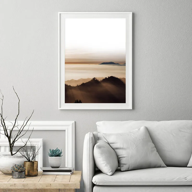 Горный плакат отраженный озером пейзаж настенная живопись холст скандинавские