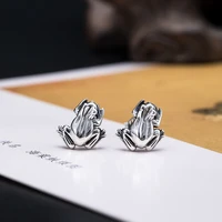 vintage cute frog stud earrings for men women punk styke silver plated animal earrings fashion party bohemian earrings jewelry