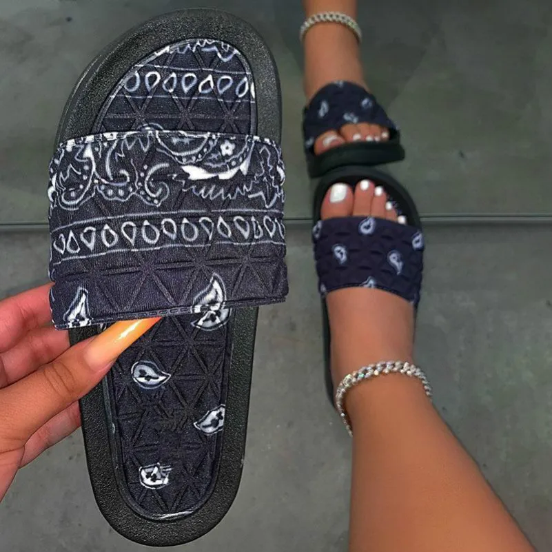 

Women's Comfy Bandana Slip-On Slippers Orange Slide Indoor Outdoor Flip-flops Beach Shoes Summer Toe Flip Flops Non-Slip