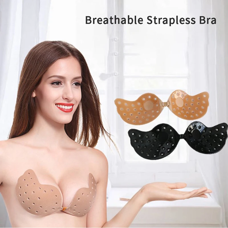 

Sexy Backless Bras Women Push Up Underwear Strapless Breathable Silicone Invisible Wire Free Wedding Party Brassiere
