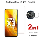 Полное покрытие стекло для Xiaomi Poco X3 NFC  X3 Защитная пленка для экрана закаленное стекло взрывозащищенное и пленка для объектива камеры