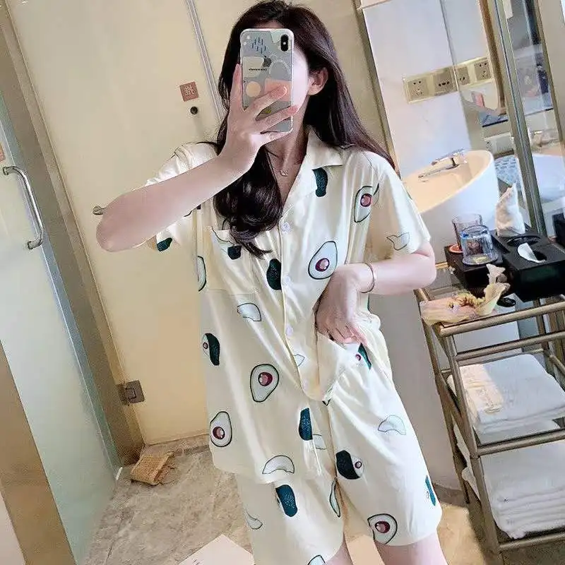 Пижамный комплект женская летняя одежда для сна шорты милая Пижама домашняя