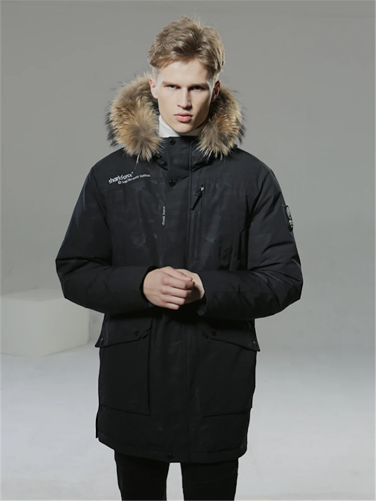 

SHARK FORCE Men Jackets Cotton Padded Windbreaker Fur coat Winter Outwear Parka
