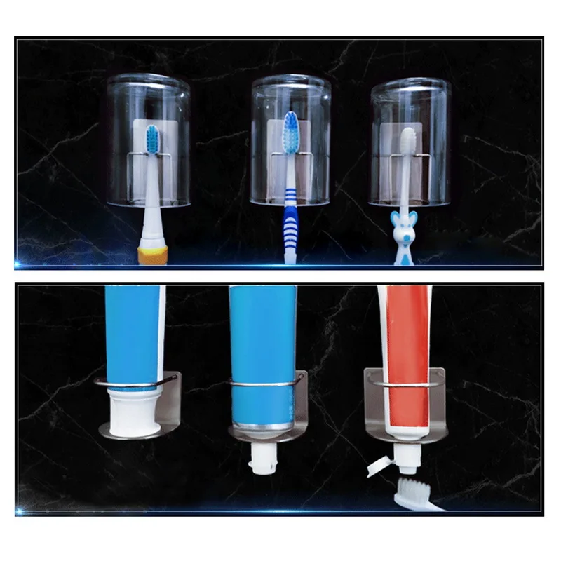 Креативный держатель зубной щетки из нержавеющей стали самоклеящаяся настенная