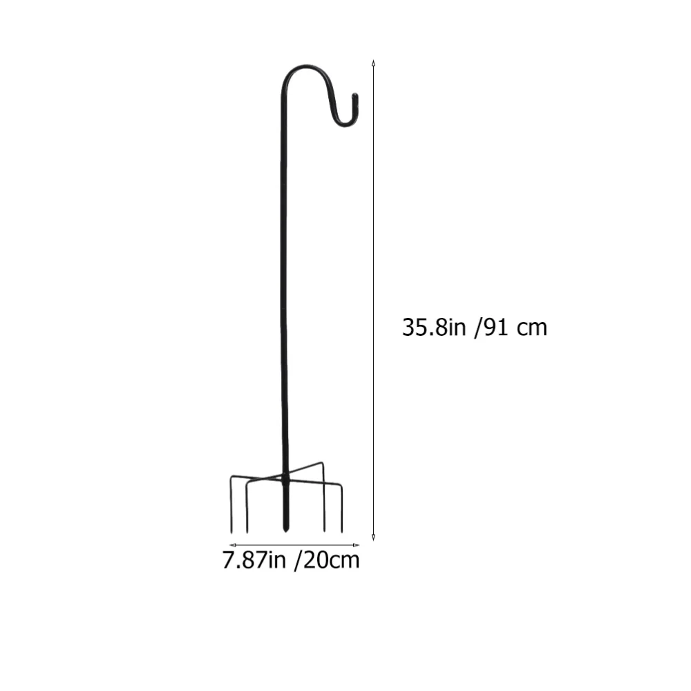 

2Pcs Shepherd Hooks Plant Hanging Hook Gardening Tool Iron Plant Stand (Black)
