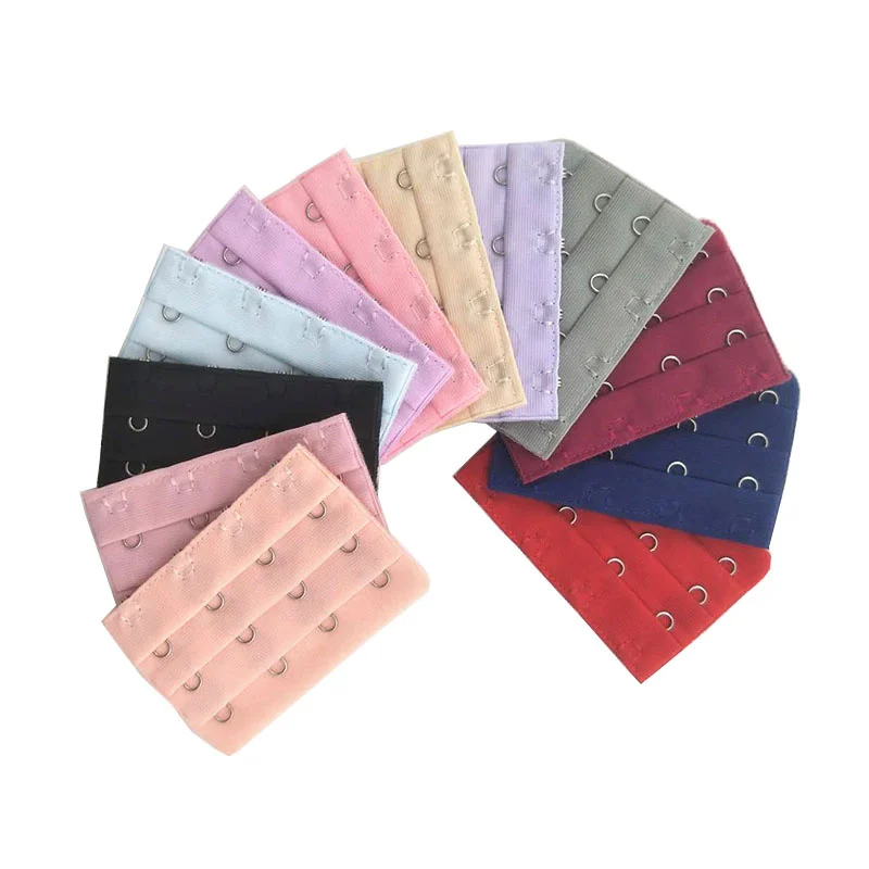 

(100pcs/Lot ) 3 Hooks 4 Rows Women Ladies Useful Bra Extenders Strap Extension Adjustable Belt Buckle Multi Color Available