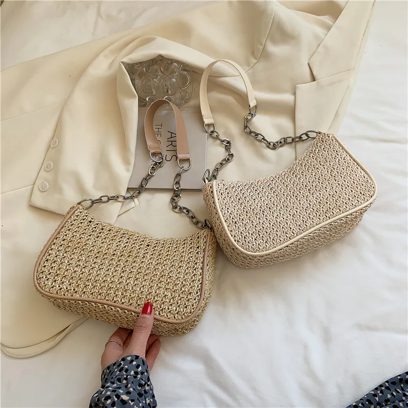

Straw underarm bag women's summer 2021 new Korean version of shoulder woven bag ins seaside travel portable bag