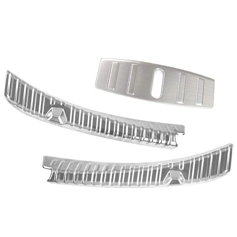 

3Pcs Rear Trunk Bumper Frunk Bumper Protector Guard Stainless Steel Silver Alloy for Tesla Model 3
