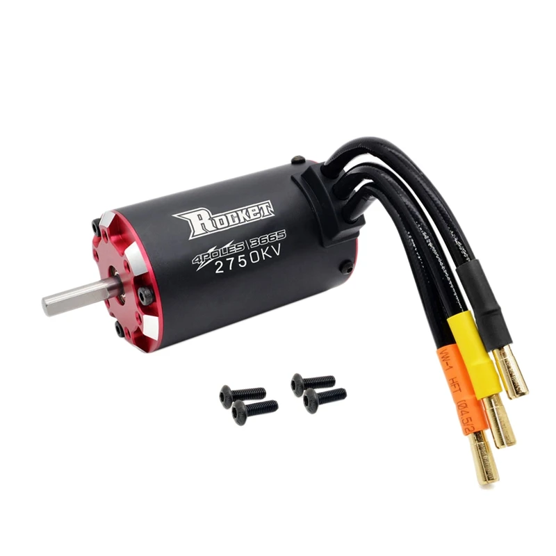 

ROCKET V2 Supersonic 3665 4 Poles&Built -in Temperature Sensor& Sensor Port Waterproof Brushless Motor for 1/10 RC Car