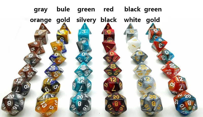7 шт./компл. игральные кости DND смешанные многогранные цветные для RPG настольные