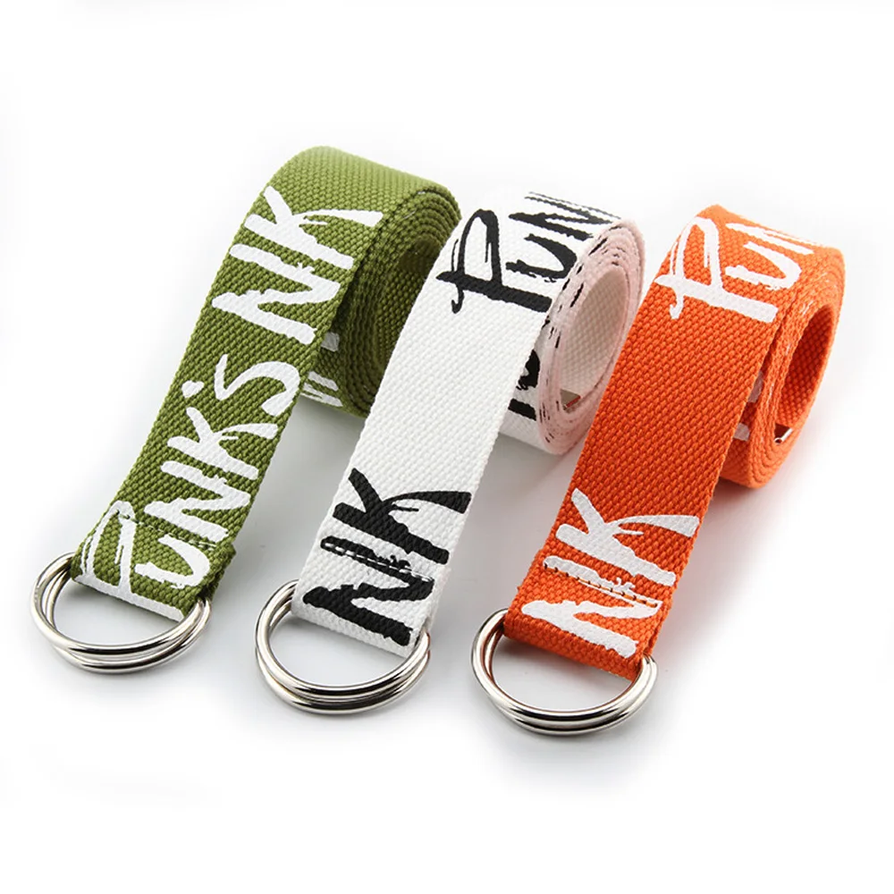 Ремень брезентовый унисекс модный пояс в стиле панк с принтом букв пряжка