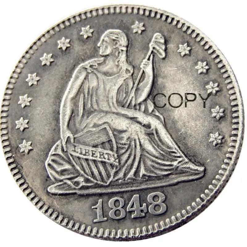 

США 1848 сидя свободы кватер доллар Посеребренная копия монеты