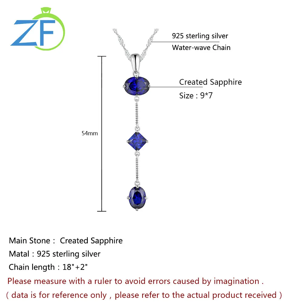 

GZ ZONGFA High Quality blue gemstone necklace Fashion Jewelry 925 Sterling Silver handmade jewelry Pendant Necklace for women