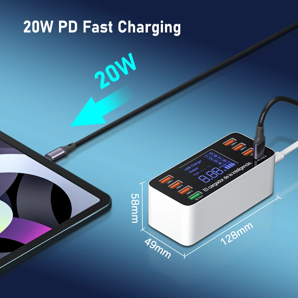 60w multi usb charger hub quick charge 3 0 pd charger for xiaomi samsung usb c charger fast charging station for iphone 13 12 11 free global shipping