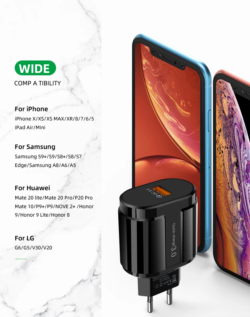 5 в 3 А Быстрая зарядка 3,0 USB зарядное устройство QC 3,0 Быстрая зарядка EU US вилка адаптер настенное зарядное устройство для мобильного телефона для iPhone samsung Xiaomi