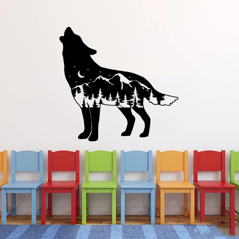 

Пейзаж в дикой природе, волк, животные, наклейка на стену для детской комнаты, детская, джунгли, животные, волк, зоопарк, наклейка на стену, ви...