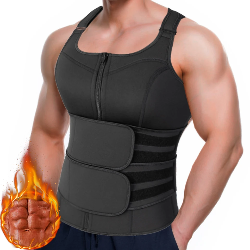 

Men Waist Trainer Sweat Vest Sauna Suit Workout Tank Tops Shapewear Compressiong Shirt Slimming Body Shaper Weight Loss Trimmer