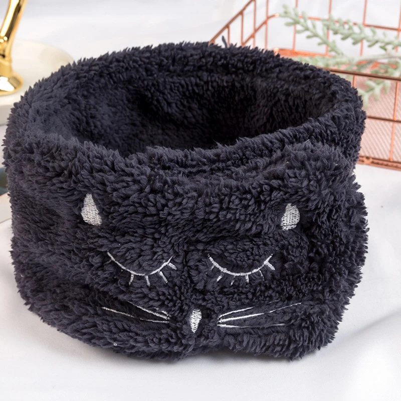 Female Bath Shower Elastic Headwear Wide Bandana Makeup Wash Face Cosmetic Sticky Plush Hair Band Cute Cat hair accessories |