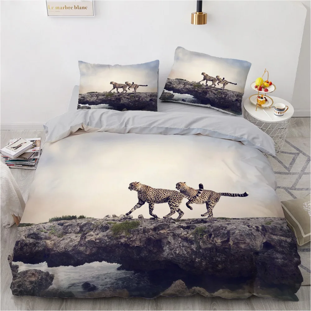 

3D Bedding Sets Leopard Custom Duvet Quilt Cover Set Comforter Bed Linen Pillowcase King Queen Full Size 140*210 Home Texitle