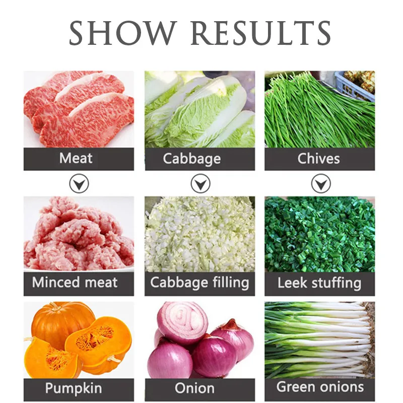 

Stainless Steel Vegetable Cutter Electric Shredder 300KG/H Chopping Grinding Slicing Minced Meat Bun Dumpling Filling Commercial