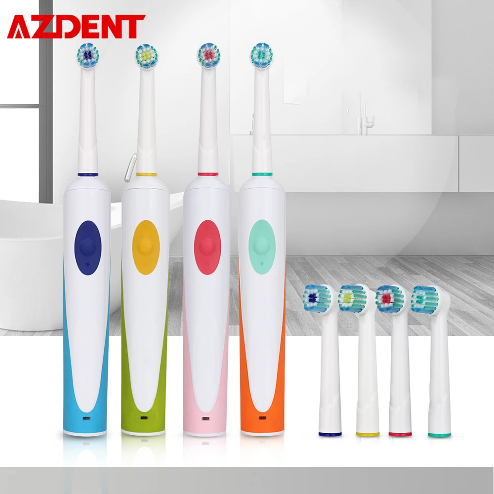Перезаряжаемая электрическая вращающаяся зубная щетка AZDENT IPX7 водонепроницаемая