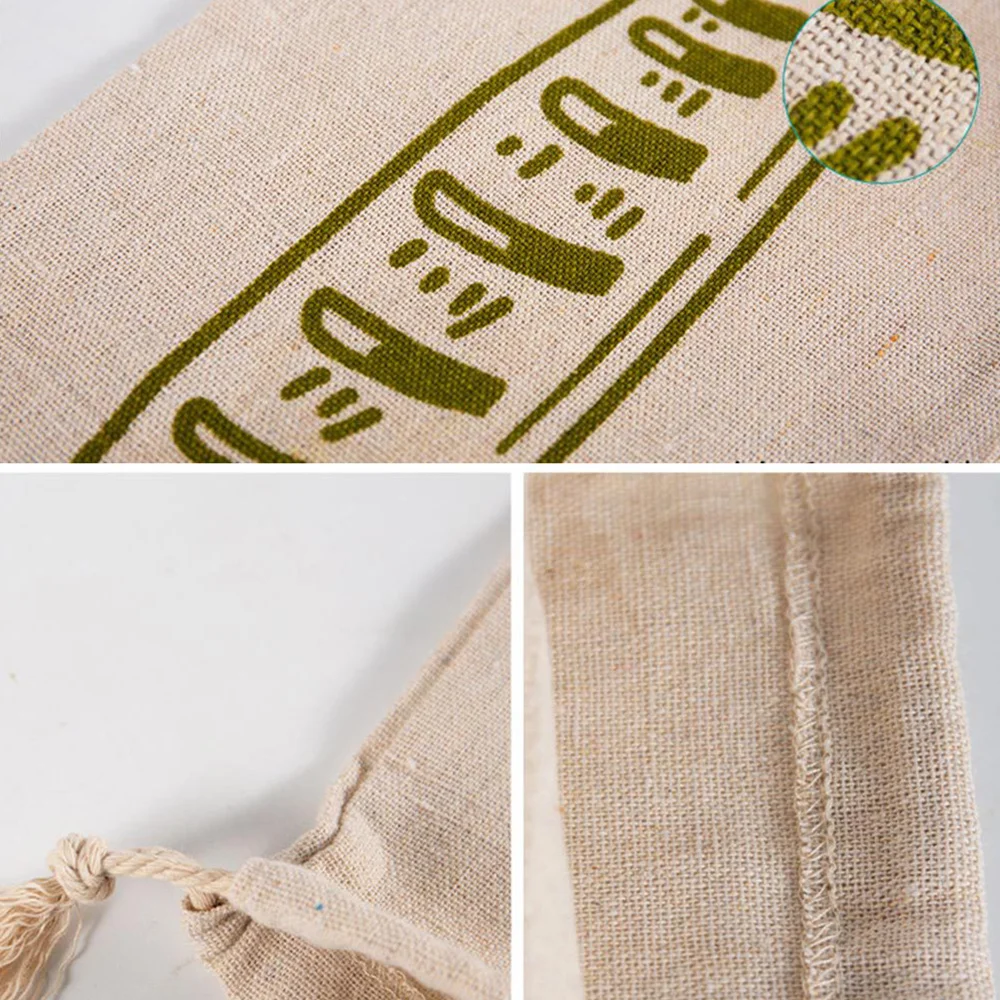 

Kitchen Homemade Reusable Linen Bread French Drawstring Storage Bag Washable
