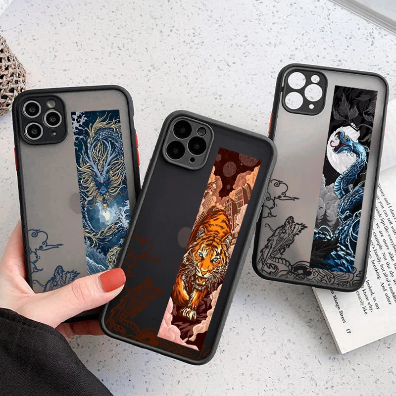 

Art Myths And Legends Illustration Case For iPhone 11 12 Pro Max Xs XR X 7 8 Plus 12Mini Soft Dragon For Man Cover Luxury Funda
