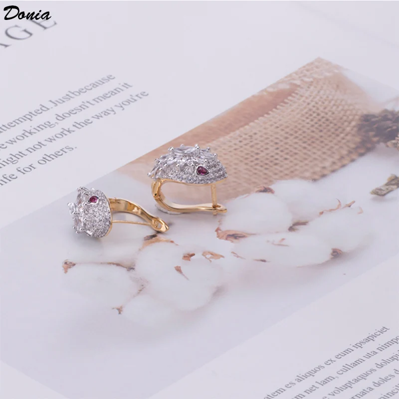 

Donia Jewelry Fashion new animal earrings copper inlaid AAA zircon earrings party upscale jewelry color eye animal earrings