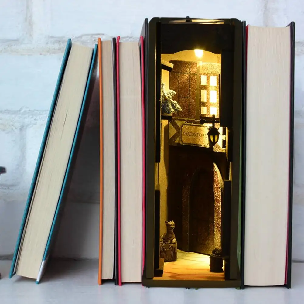 Деревянная подставка для книг Diagon Alley Book Nook Kit книжной полки DIY строительный набор