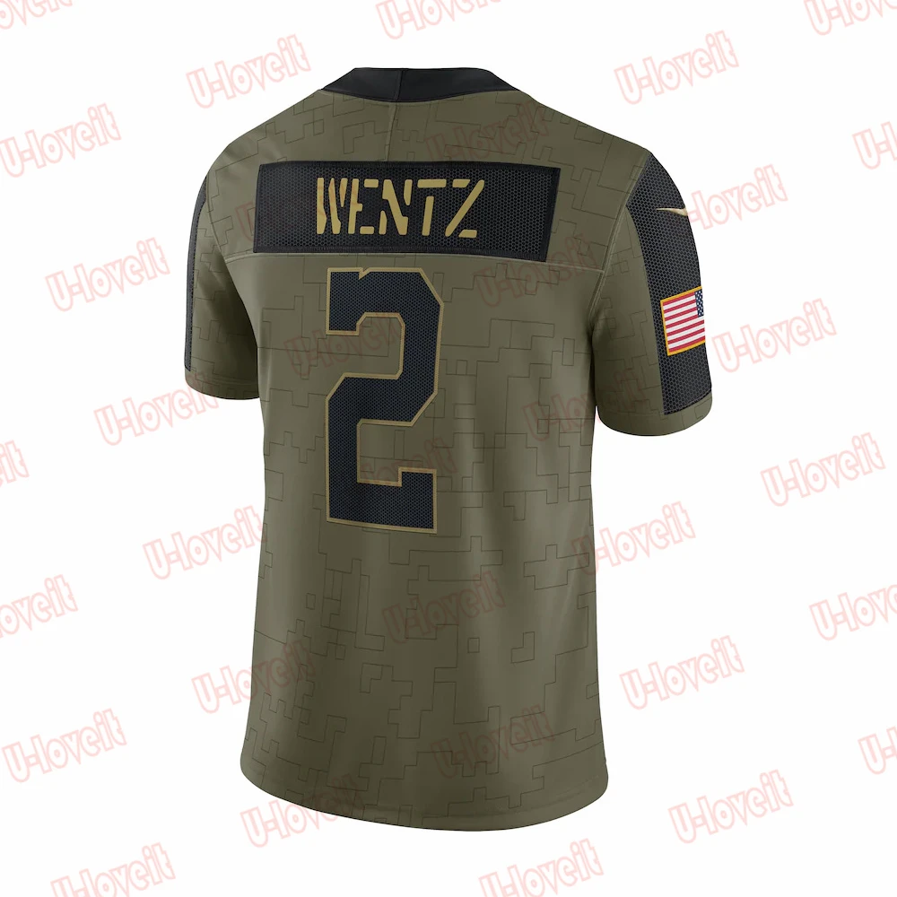 

Футболки американского цвета по индивидуальному заказу для мужчин и женщин Wentz 2 # Леонарда 53 # Нельсона 56 # футбольные Джерси 2021