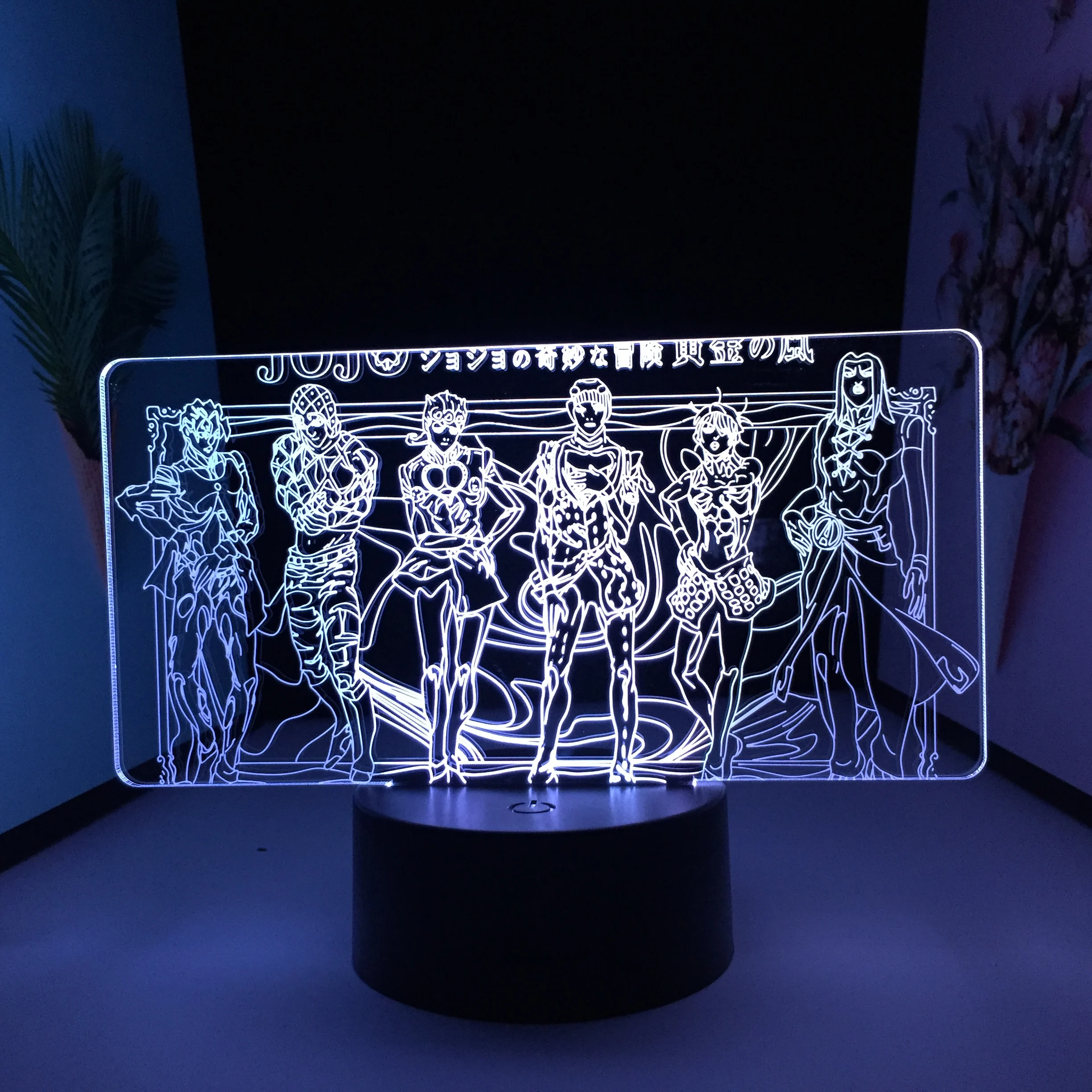 

Japanese Anime Character Gathering 3D LED Lamp Visual Illusion Black Base USB Charging Home Decor for Festival Birthday Gifts