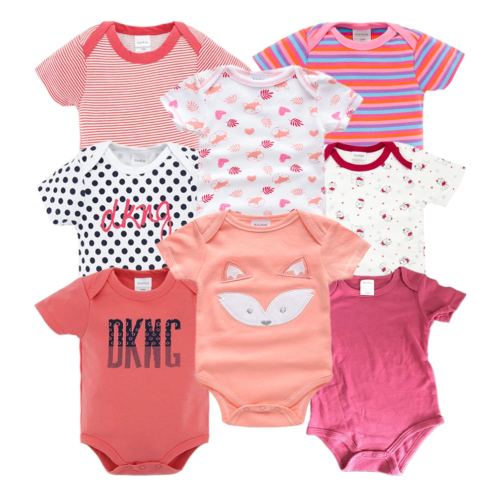 8pcs newborn baby bodysuit cute cotton girl clothes twins onesie body infantil ropa bebe cartoon toddler jumpsuit | Детская одежда и