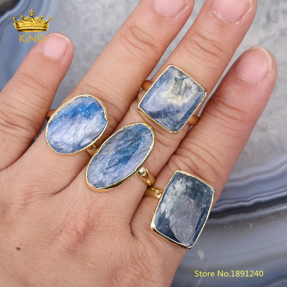 5 шт Синий Кианит Регулируемые кольца модные ювелирные изделия натуральные