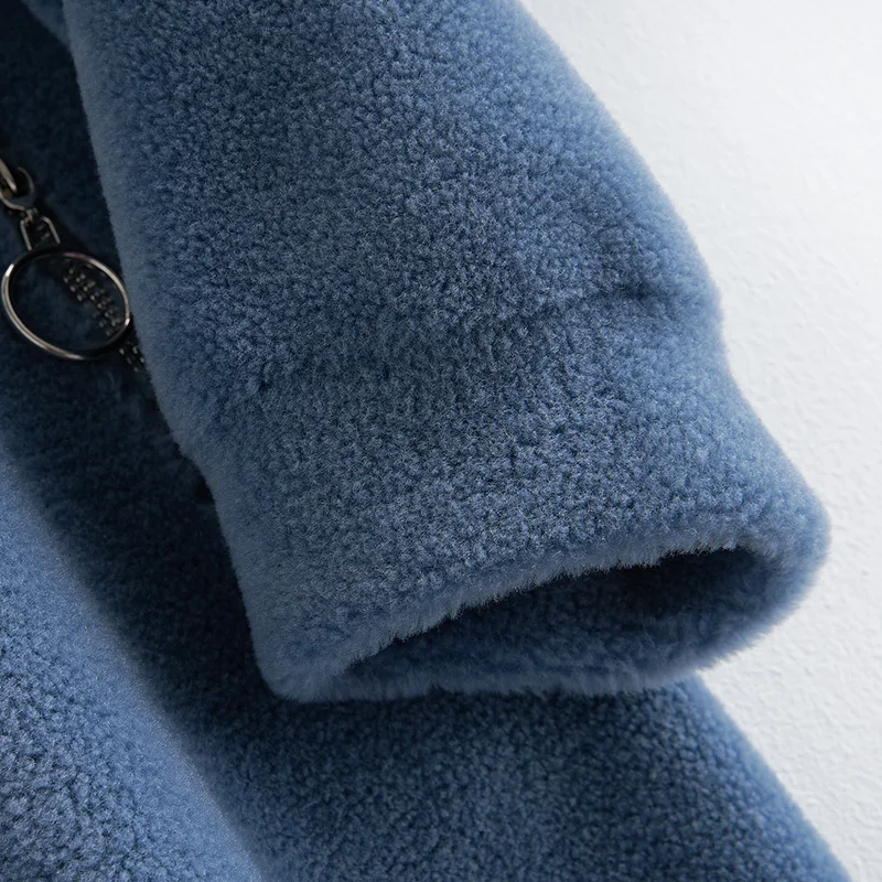 Женская зимняя Овчина + большое пальто из натурального меха лисы с капюшоном в