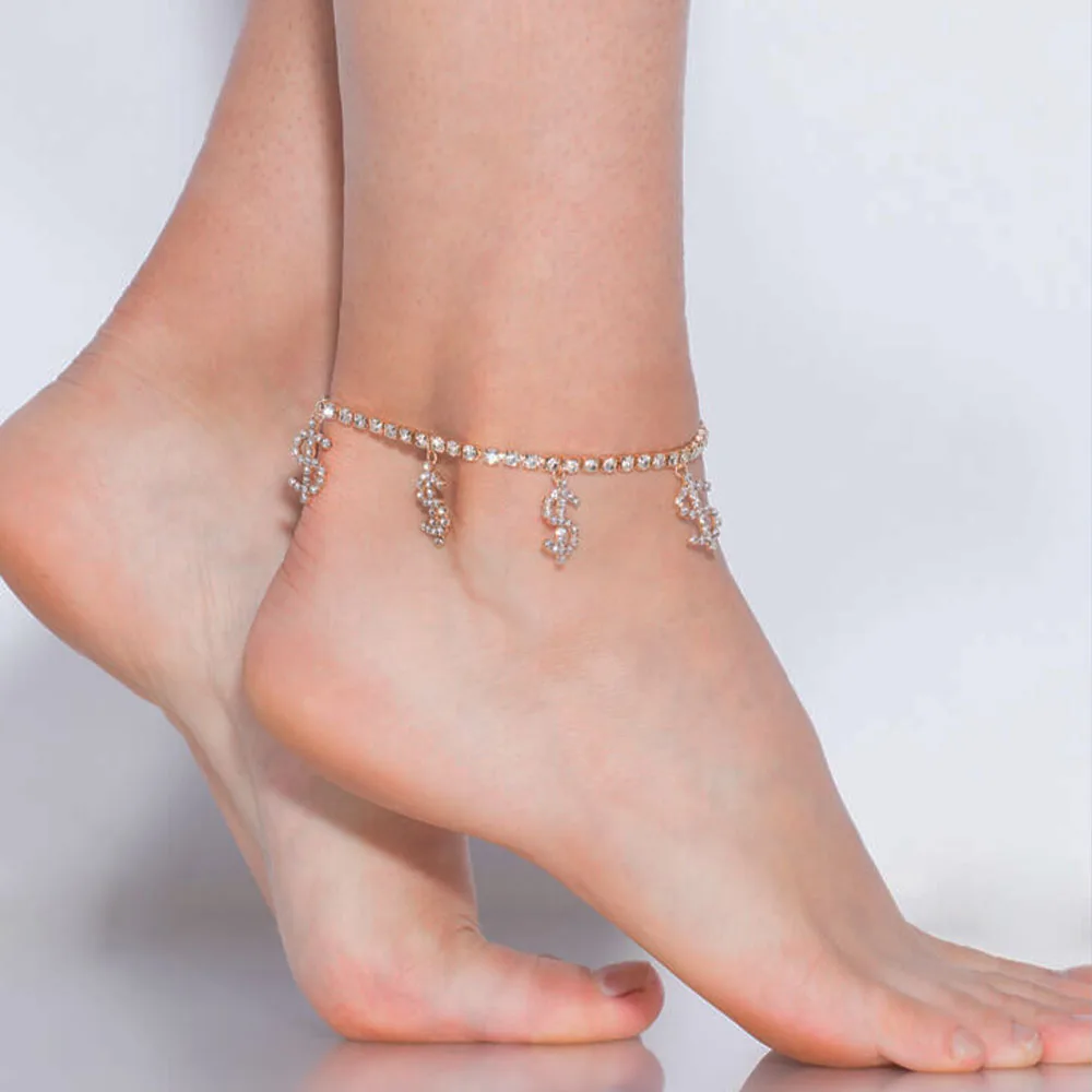 Модный пляжный ножной браслет с долларовым знаком новый на ногу аксессуары для