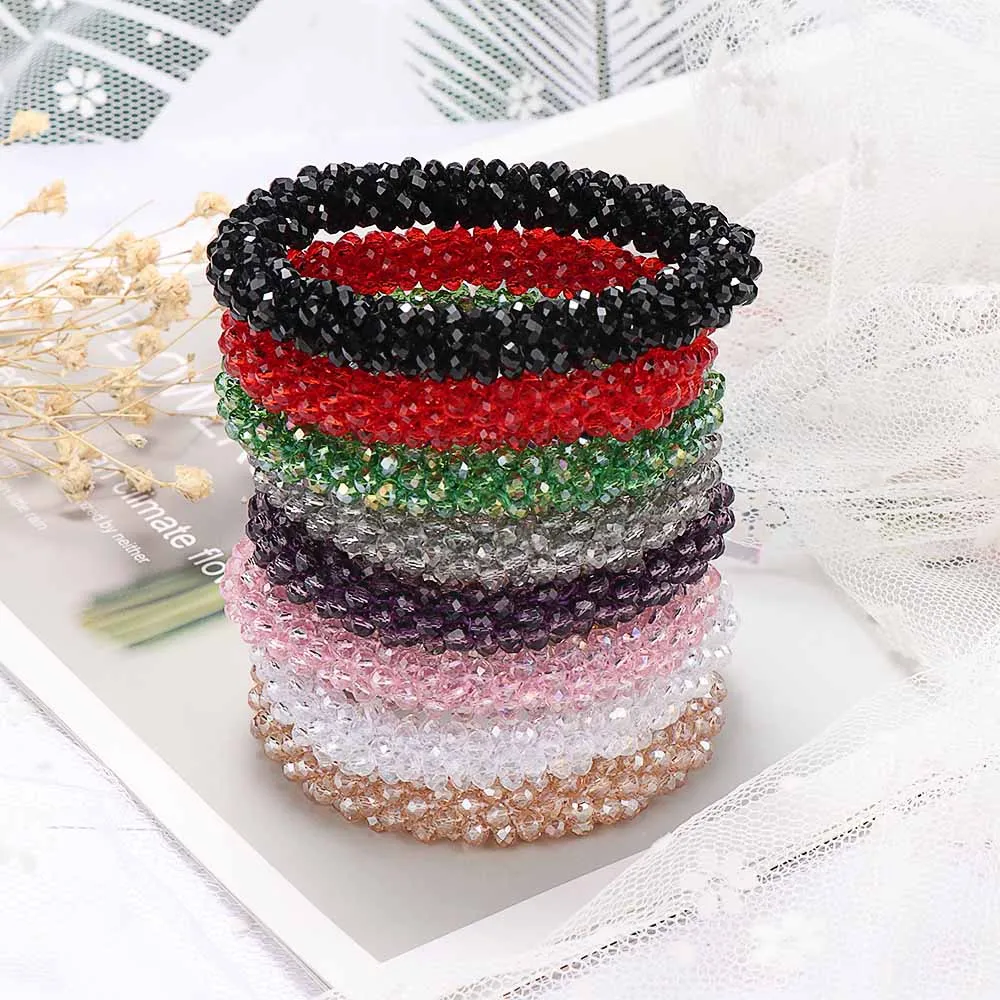 Crystal Headband Korean Style Women Hair Rope Cute Sweet Girl Hair Accessories Headwear Accessories Ponytail Holder Hair Ties