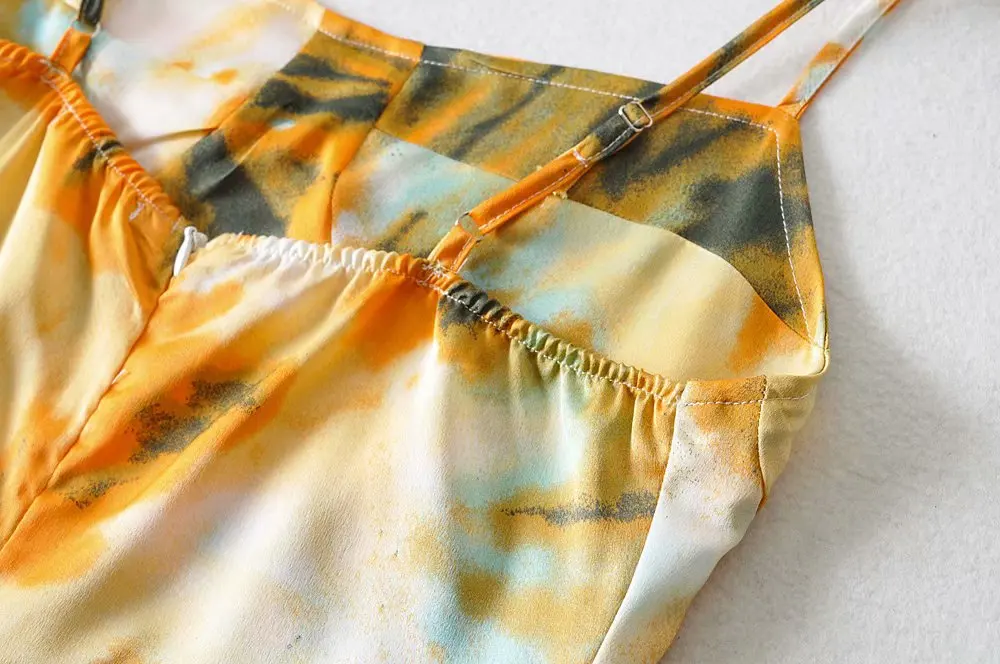 Bazaleas винтажное боковое с рюшами разрезом vestidos сексуальное желтое tie dye платье