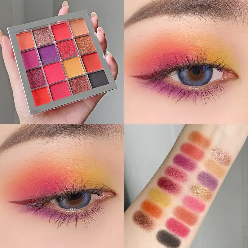 16 цветов Перламутровые блестящие мерцающие тени для век Палитра водостойкий