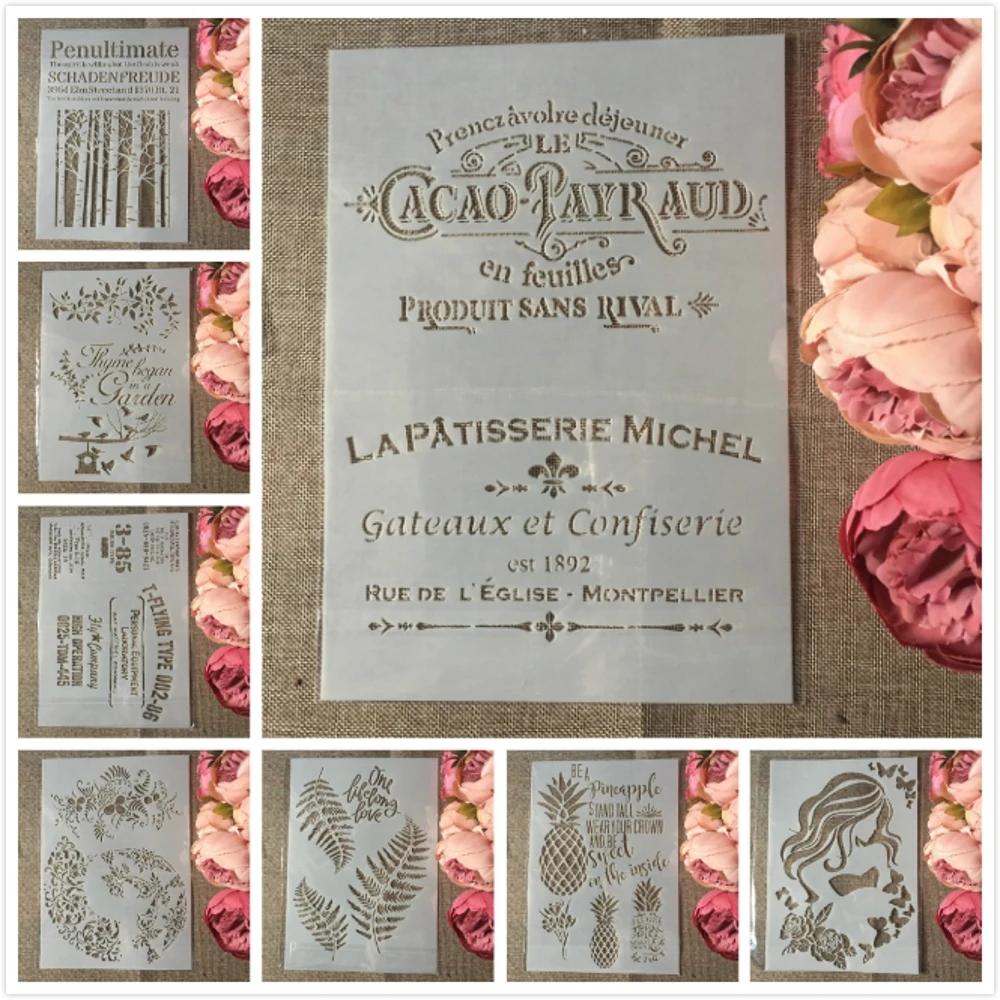 8 шт. А4 в европейском стиле надпись виде листьев сделай сам трафареты раскраска