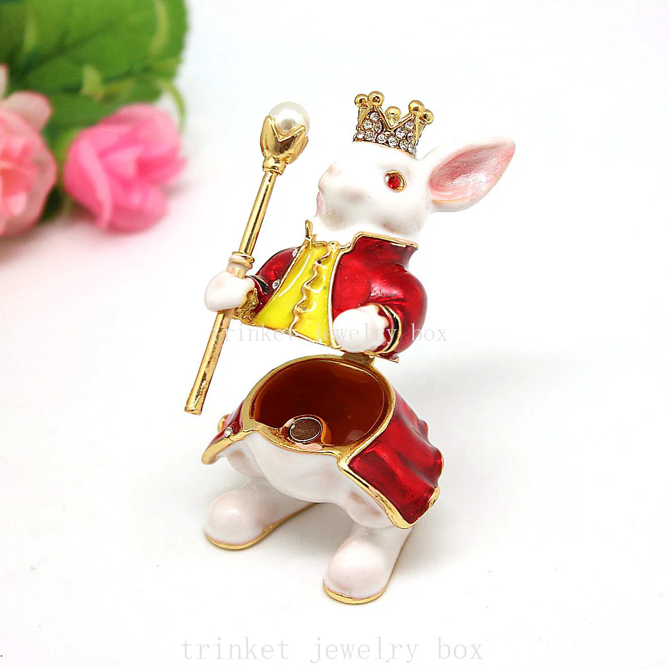 Mouse King Animal Trinket Jewelry Box Metal Mouse Figurines Crafts Ring Holder