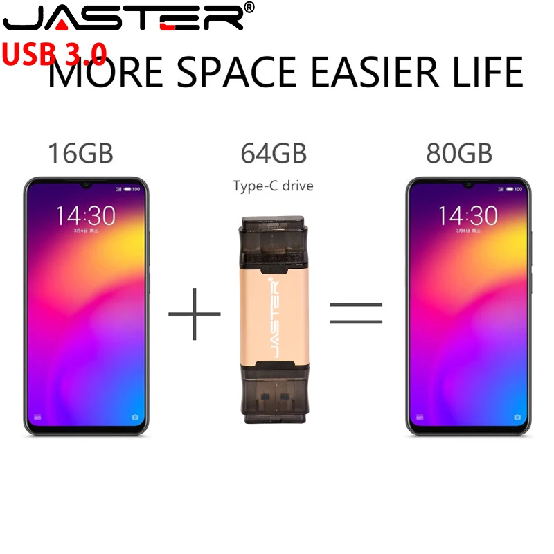USB флеш-накопитель JASTER Type C 3 0 4 ГБ 8 16 32 64 128 | Компьютеры и офис