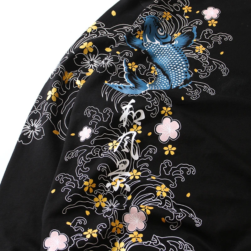 Новинка осени 2019 пуловер с вышивкой карпа Мужская футболка длинным рукавом