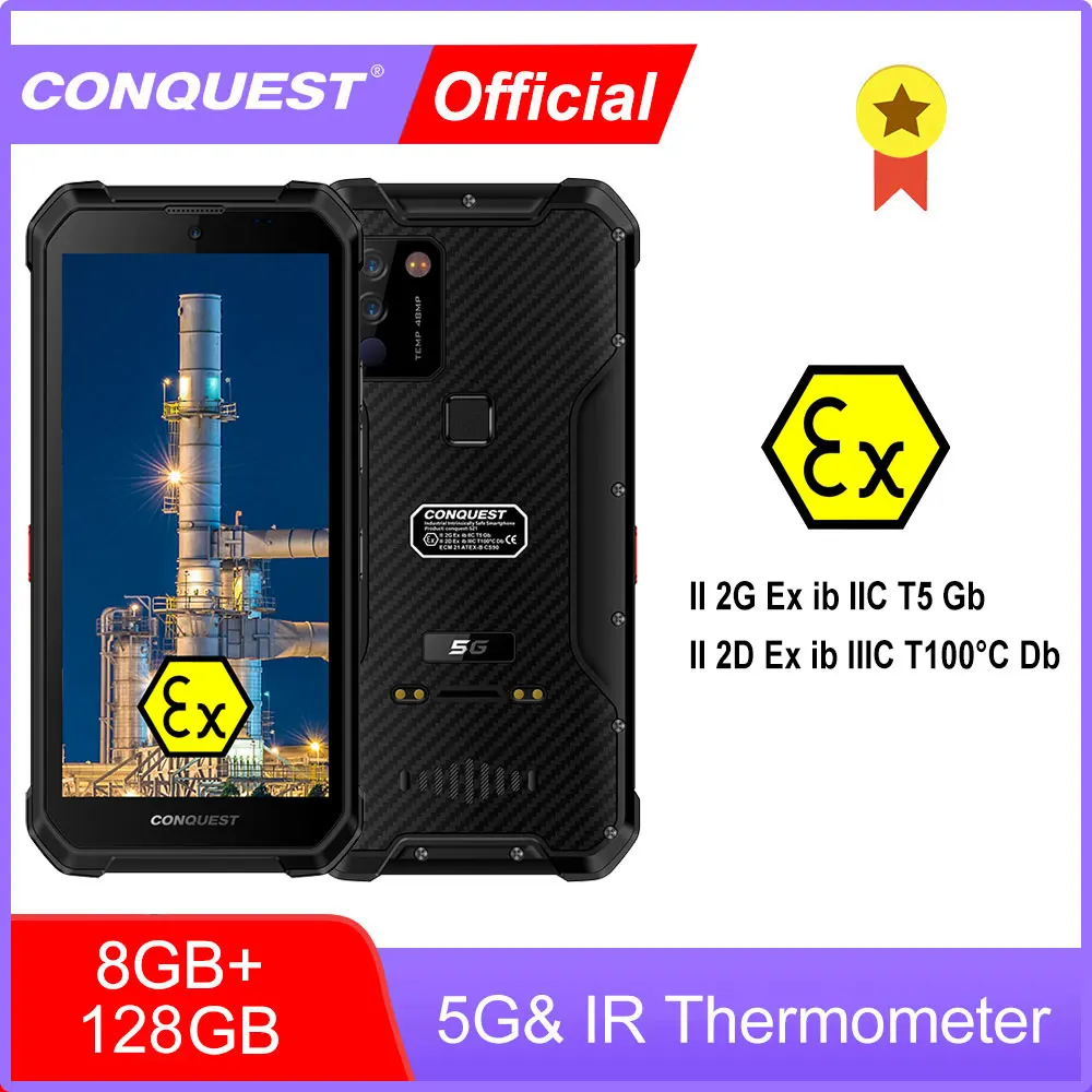 CONQUEST S21 ATEX Dual 5G Global Version Android 11 Rugged Phone Smartphone IP68 Waterproof 48MP Rear Camera  NFC Mobile Phone