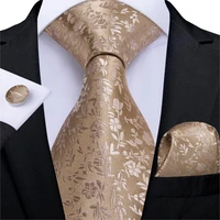 gift men tie gold solid floral silk wedding tie for men dibangu new designer hanky cufflink business men tie set party mj 7270
