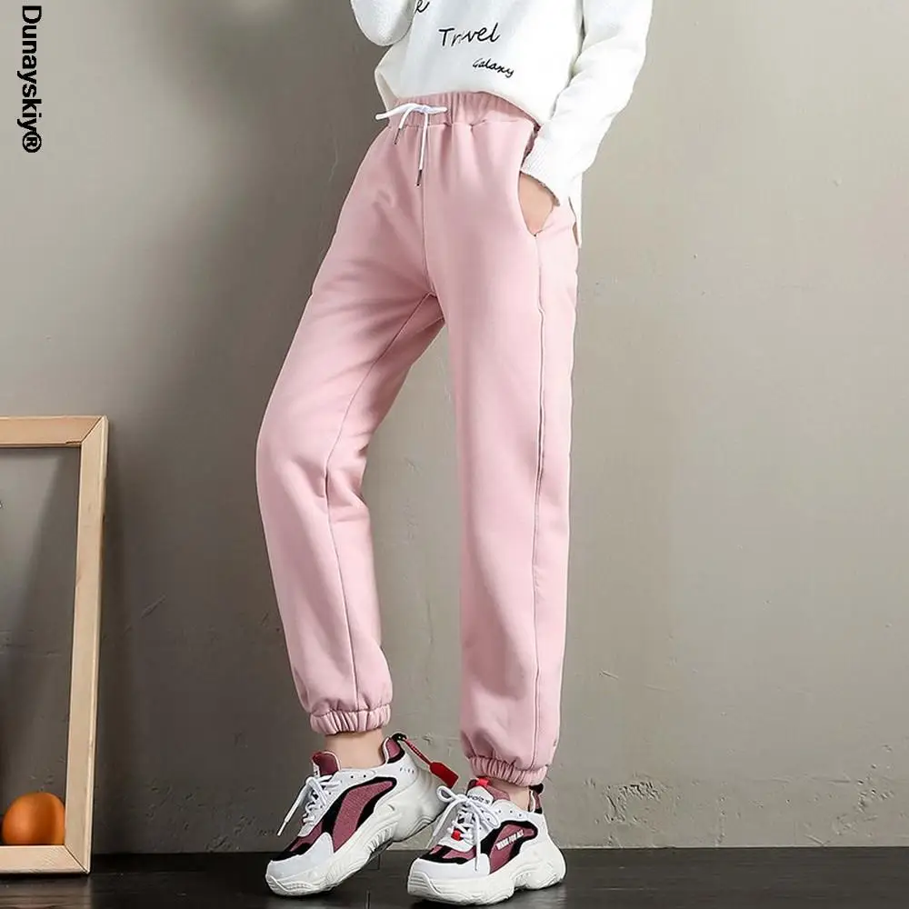 

2021 Winter Women Gym Sweatpants Workout Fleece Trousers Solid Thick Warm Winter Female Sport Pants Running Pantalones Mujer