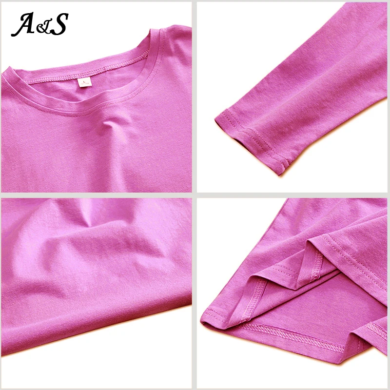 Женская хлопковая Футболка Anbenser с длинным рукавом повседневная черная белая