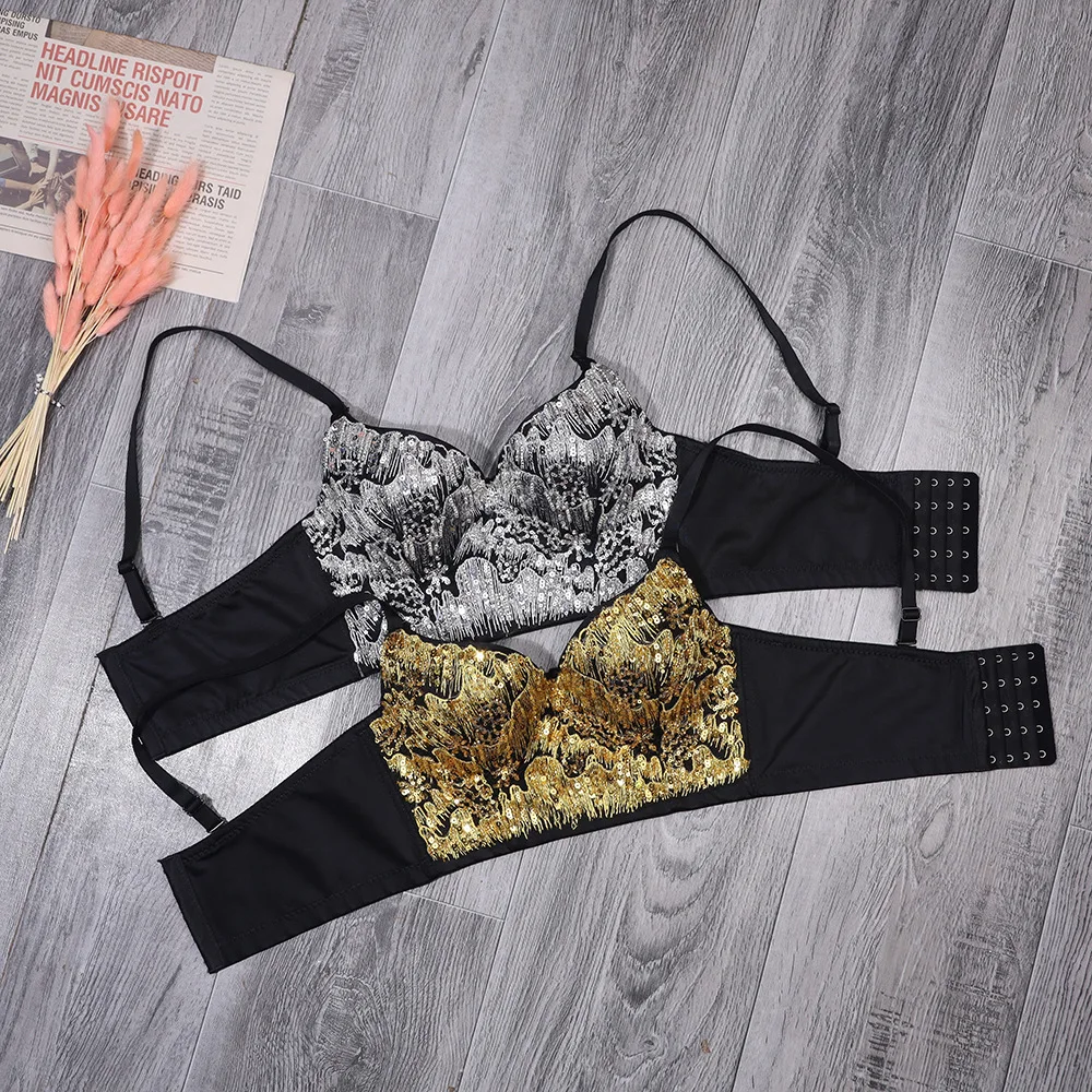 

Sling sequins slim figure bare back short wrap chest hottie gathered to wear a triangle vest bottom shirt